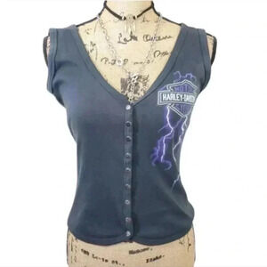 "Rev Up Your Style: Vintage HARLEY DAVIDSON Sexy Vest Tank Top - XL"